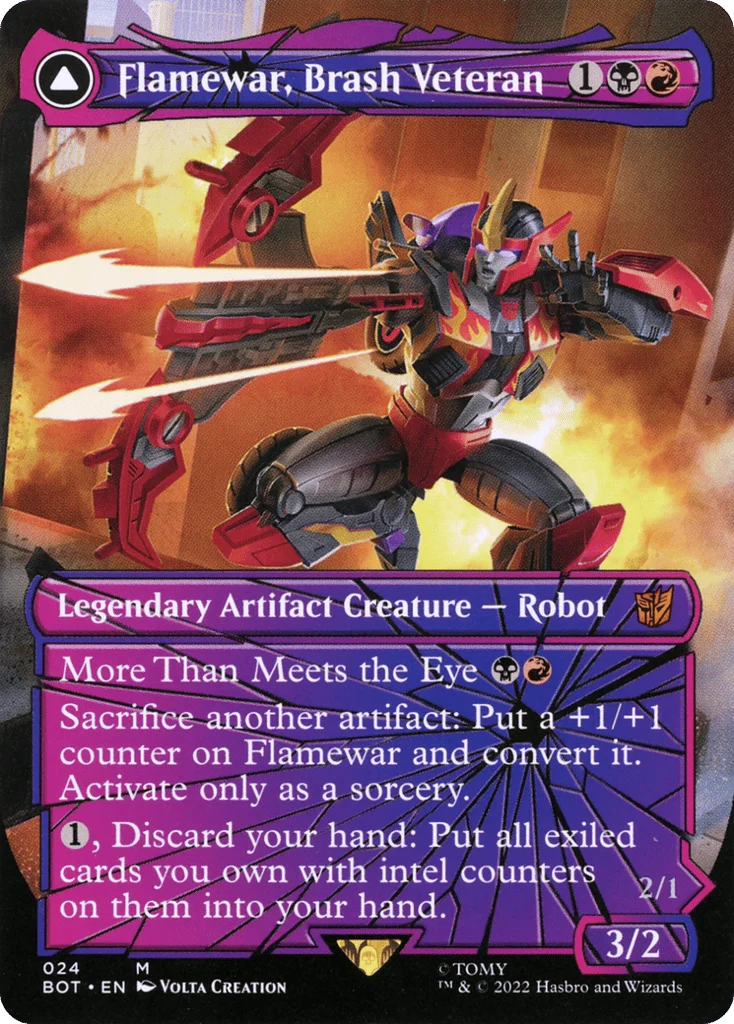 Flamewar, Brash Veteran // Flamewar, Streetwise Operative · Transformers