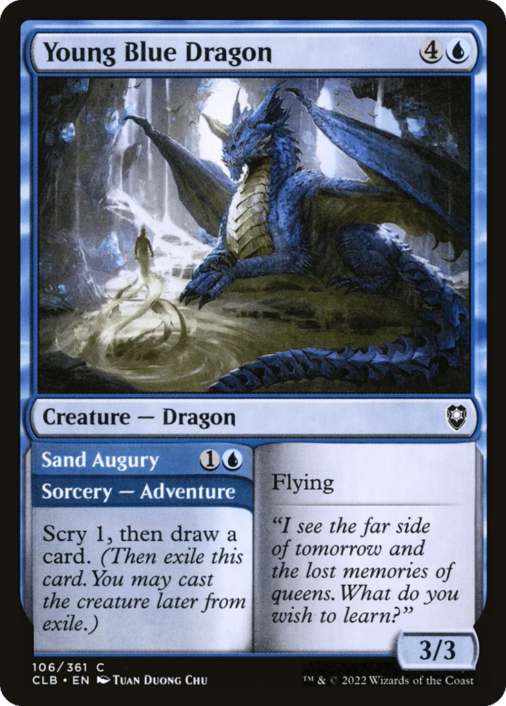 Young Blue Dragon // Sand Augury · Commander Legends: Battle for Baldur's Gate