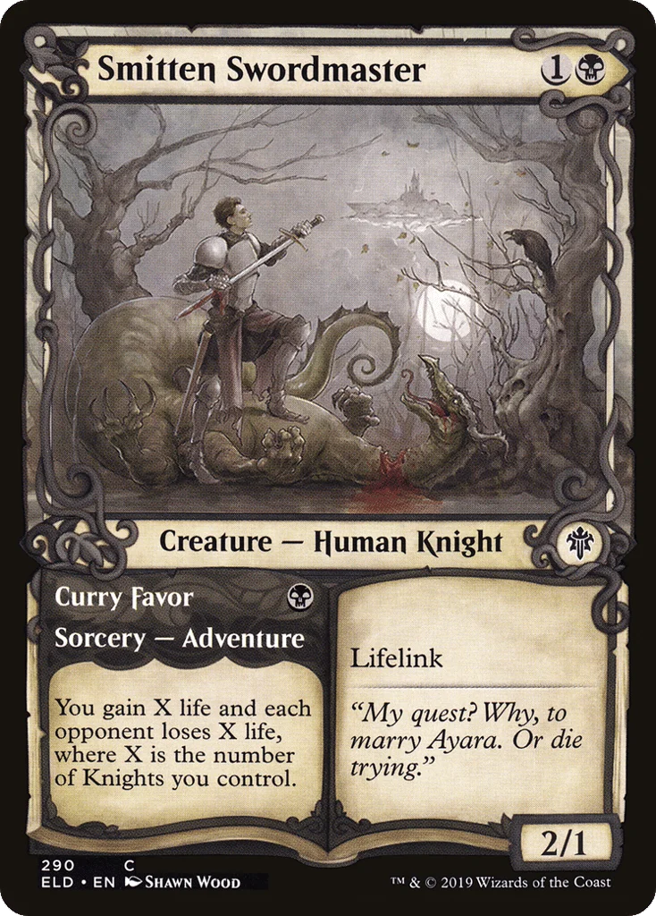 Smitten Swordmaster // Curry Favor · Throne of Eldraine
