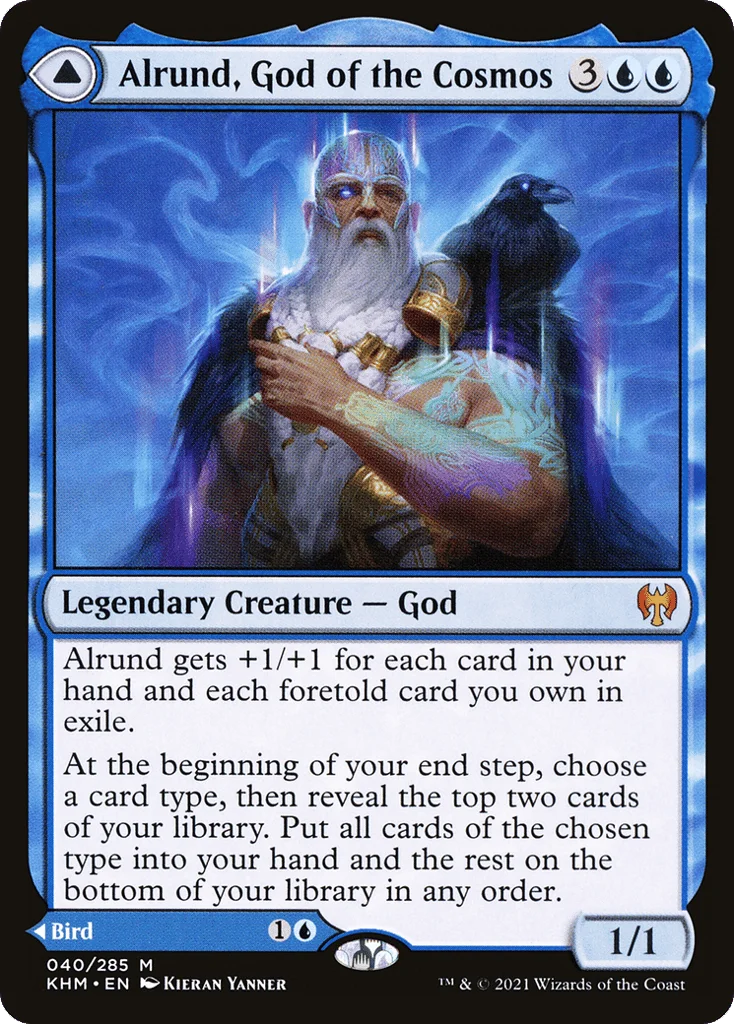 Alrund, God of the Cosmos // Hakka, Whispering Raven · Kaldheim