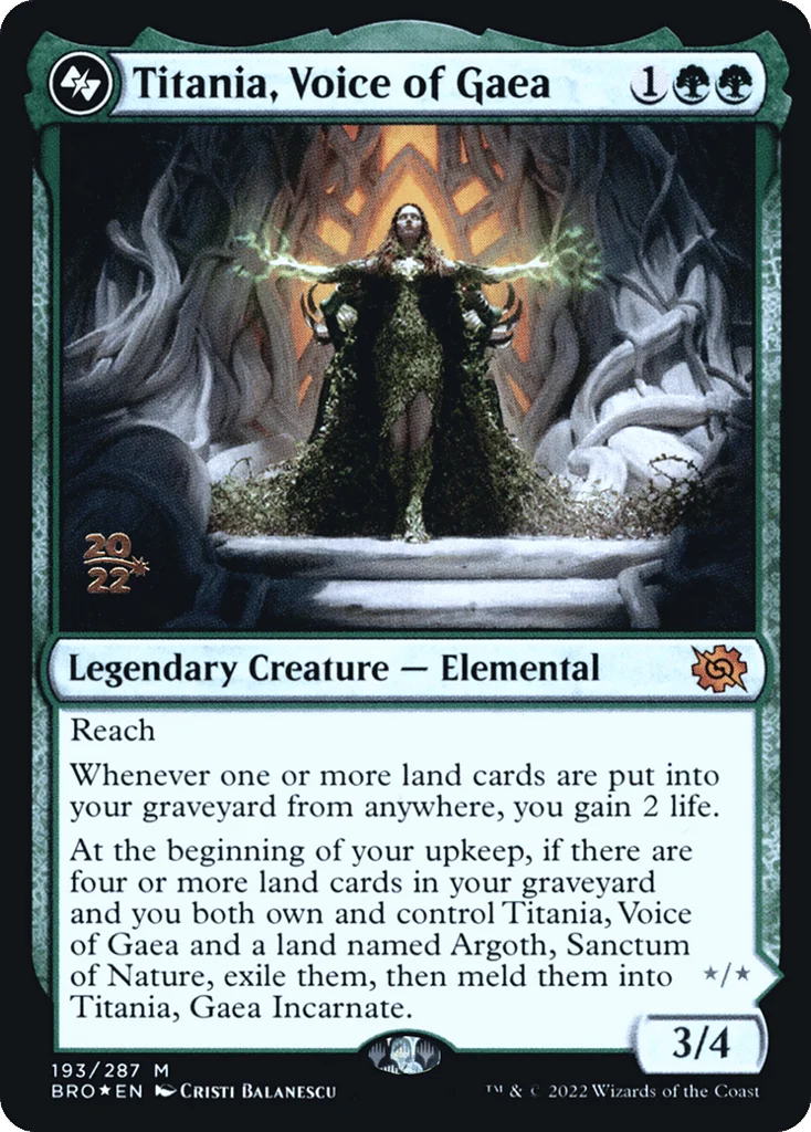 Titania, Voice of Gaea // Titania, Gaea Incarnate · The Brothers' War Promos
