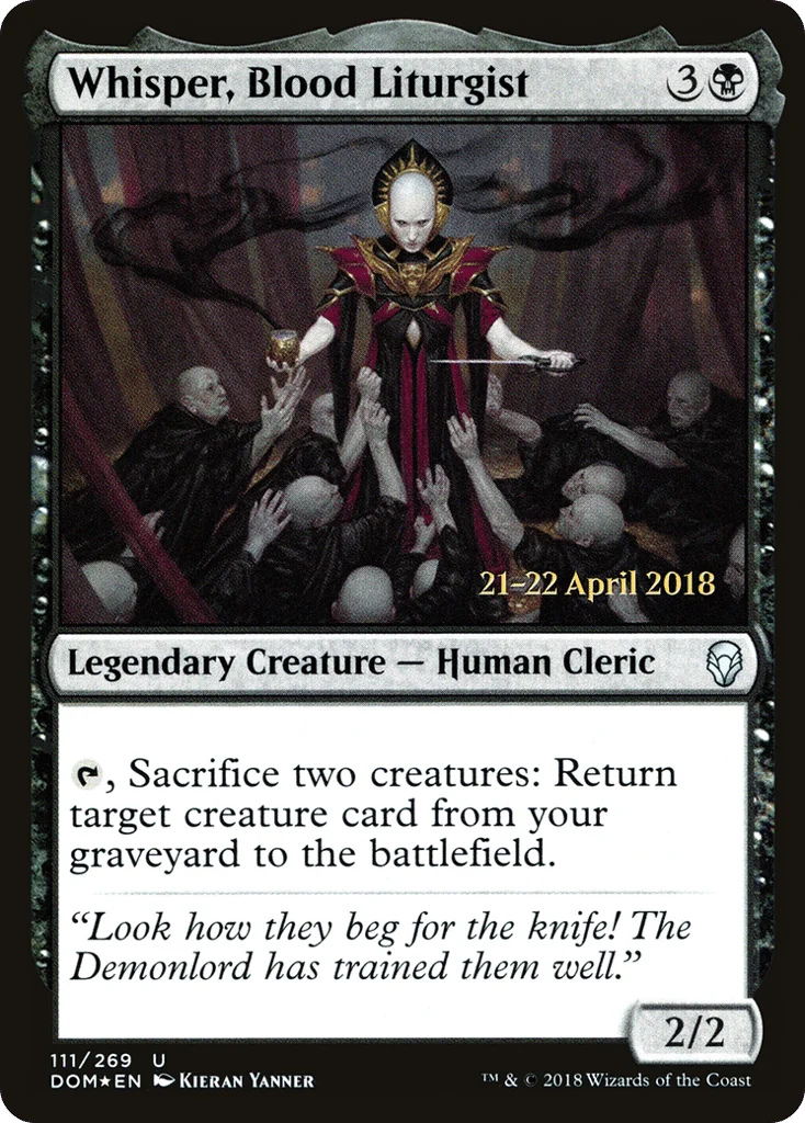 Whisper, Blood Liturgist · Dominaria Promos