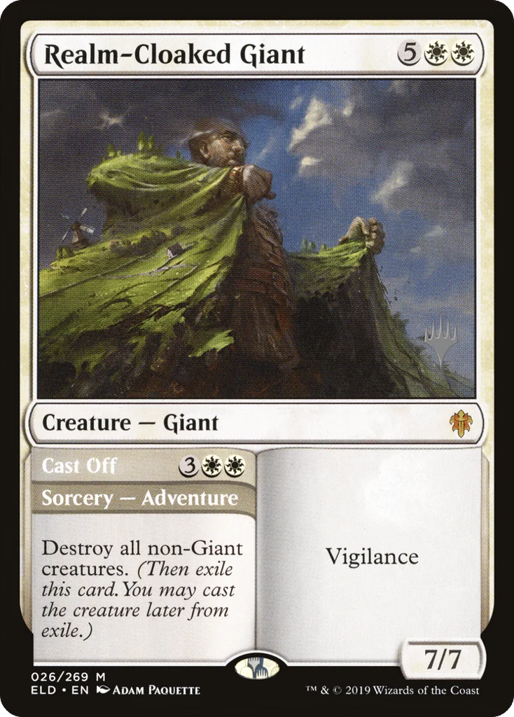 Realm-Cloaked Giant // Cast Off · Throne of Eldraine Promos