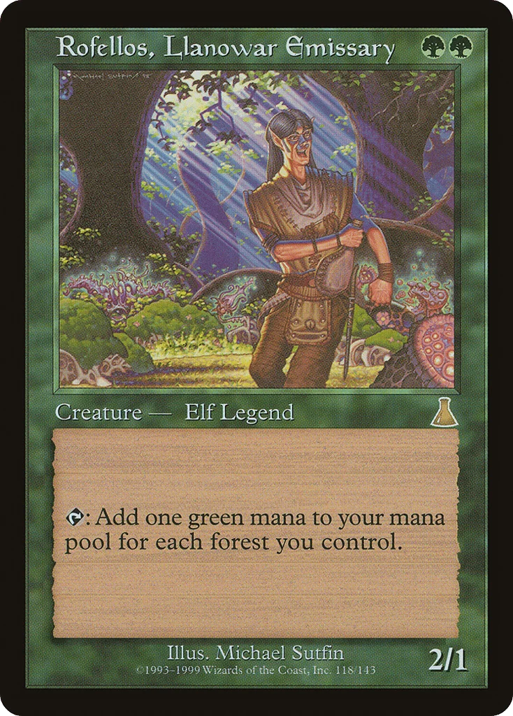 Rofellos, Llanowar Emissary · Urza's Destiny