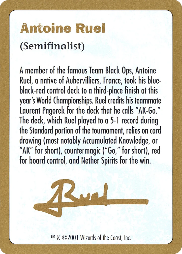Antoine Ruel Bio · World Championship Decks 2001