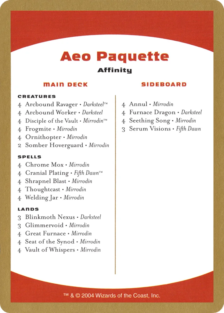 Aeo Paquette Decklist · World Championship Decks 2004