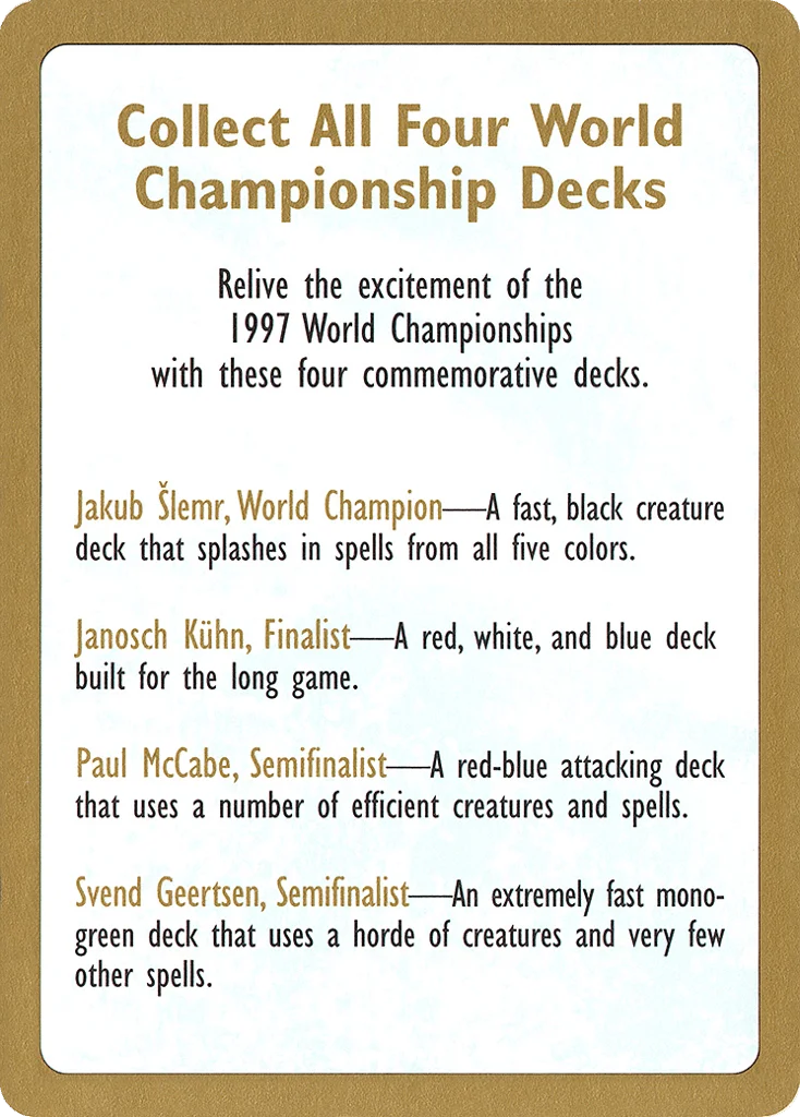 1997 World Championships Ad · World Championship Decks 1997