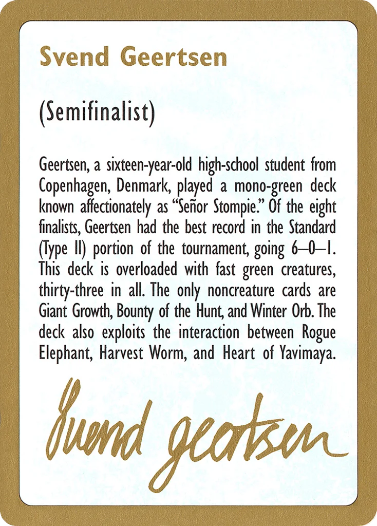 Svend Geertsen Bio · World Championship Decks 1997