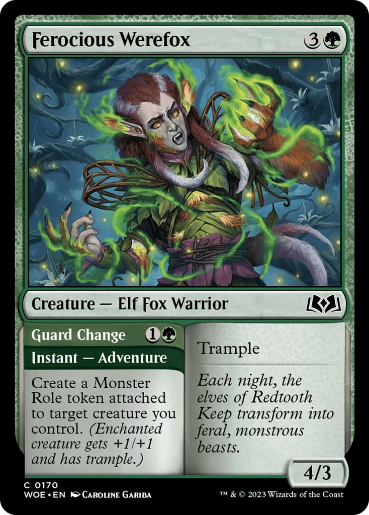 Ferocious Werefox // Guard Change · Wilds of Eldraine