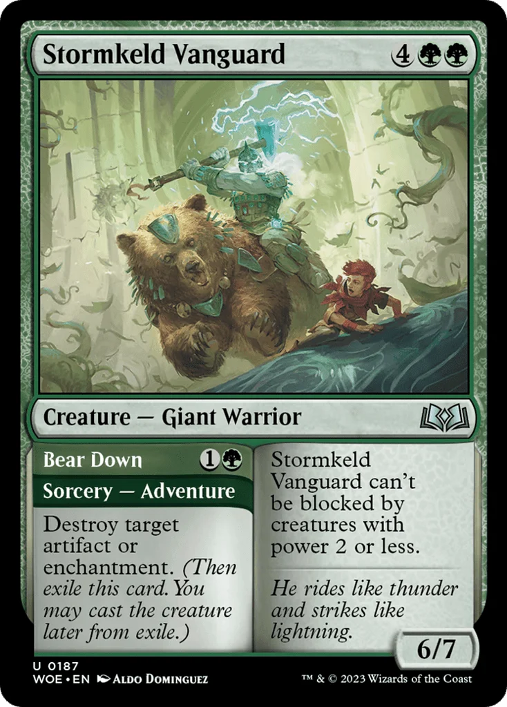 Stormkeld Vanguard // Bear Down · Wilds of Eldraine