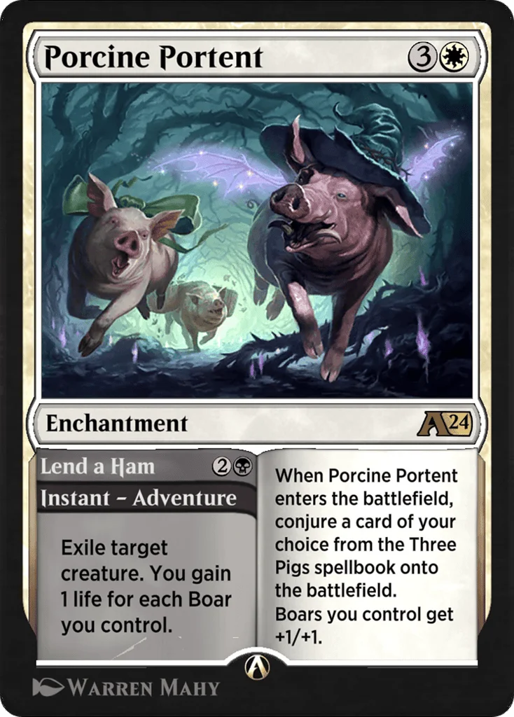 Porcine Portent // Lend a Ham · Alchemy: Wilds of Eldraine
